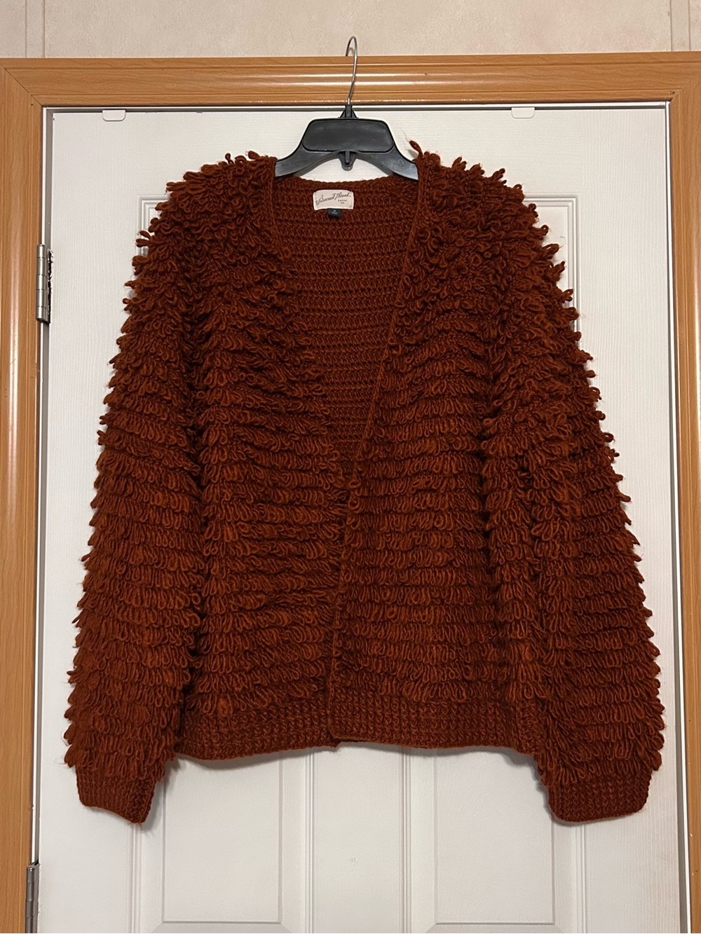 Universal Thread Loop-Texture Open Cardigan - Rust Brown